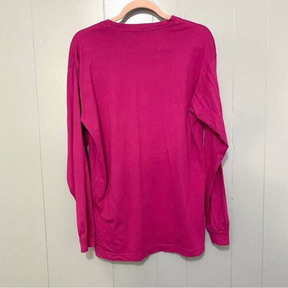 PINK Victoria's Secret Pink Magenta No Bad Vibes Graphic Crewneck Preppy Top M - Picture 6 of 7